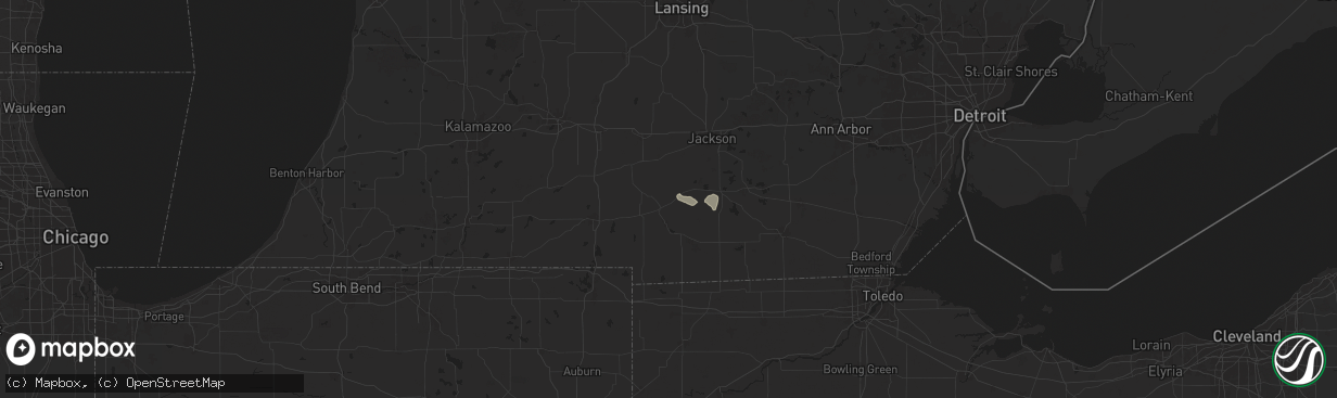 Hail map in Jonesville, MI on June 26, 2025