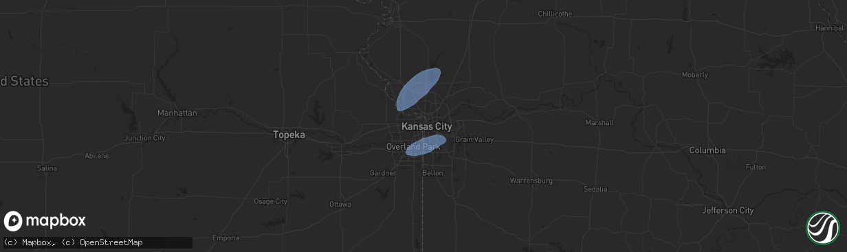 Hail map in Kansas City, MO on June 26, 2025