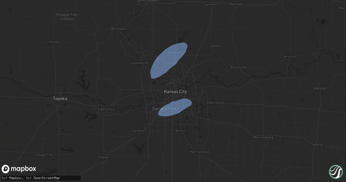 Hail map in Kansas City, MO on June 26, 2025