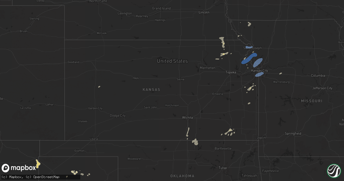 Hail map in Kansas on June 26, 2025