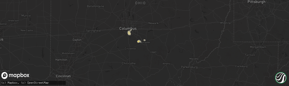 Hail map in Lancaster, OH on June 26, 2025