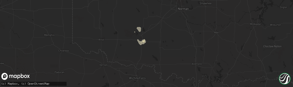 Hail map in Lawton, OK on June 26, 2025