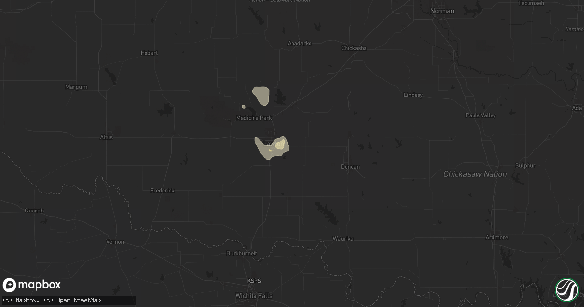 Hail map in Lawton, OK on June 26, 2025
