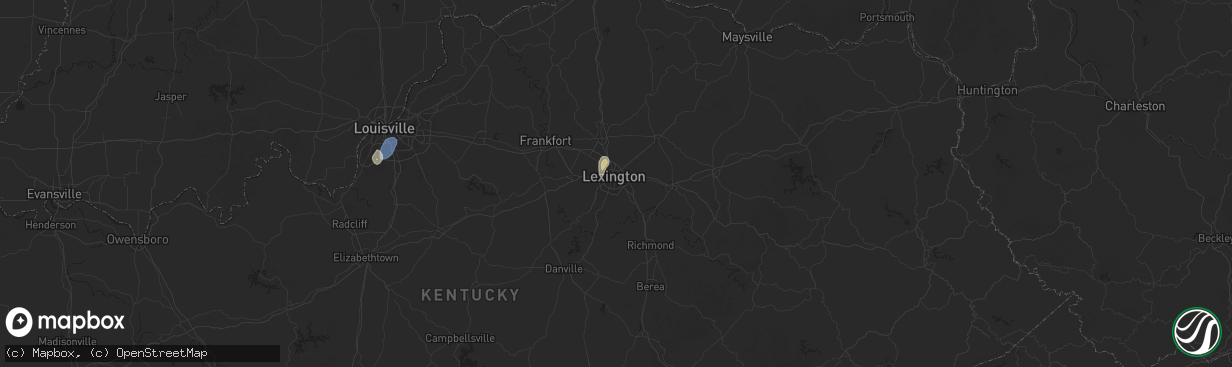 Hail map in Lexington, KY on June 26, 2025