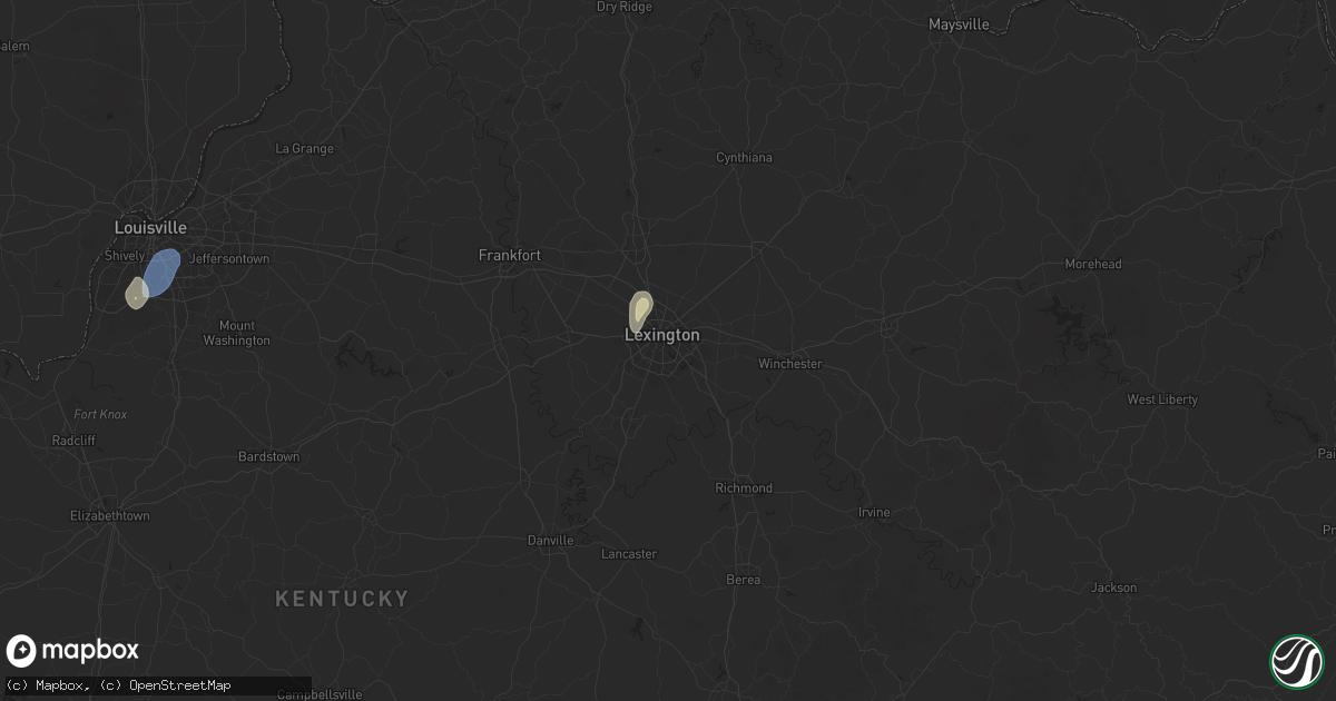 Hail map in Lexington, KY on June 26, 2025