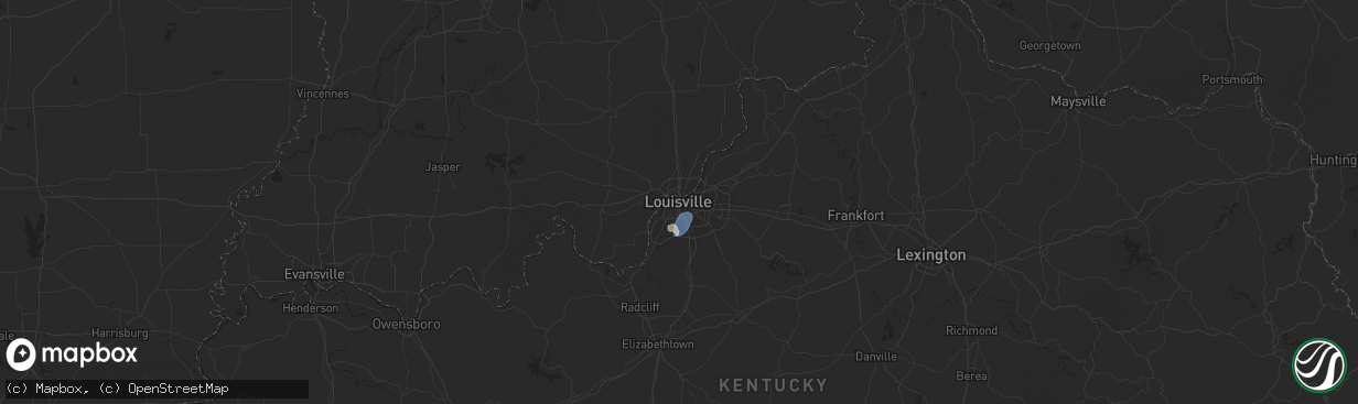 Hail map in Louisville, KY on June 26, 2025