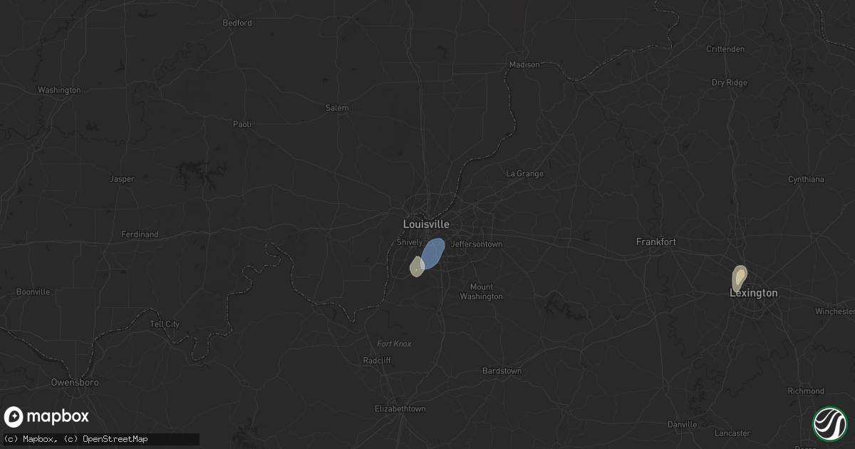 Hail map in Louisville, KY on June 26, 2025