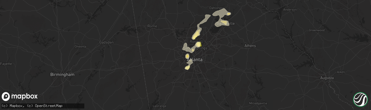 Hail map in Mableton, GA on June 26, 2025