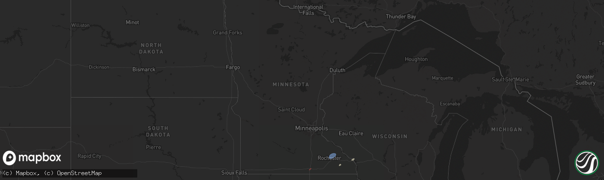 Hail map in Minnesota on June 26, 2025
