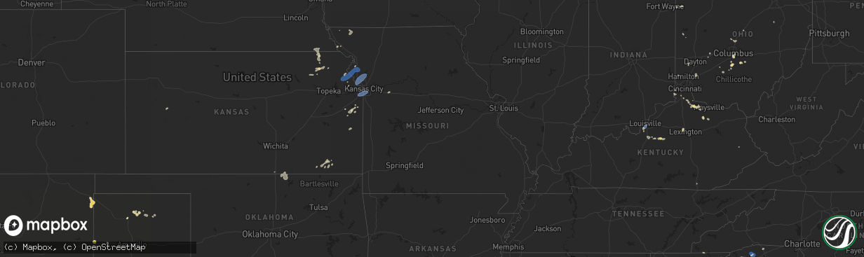 Hail map in Missouri on June 26, 2025
