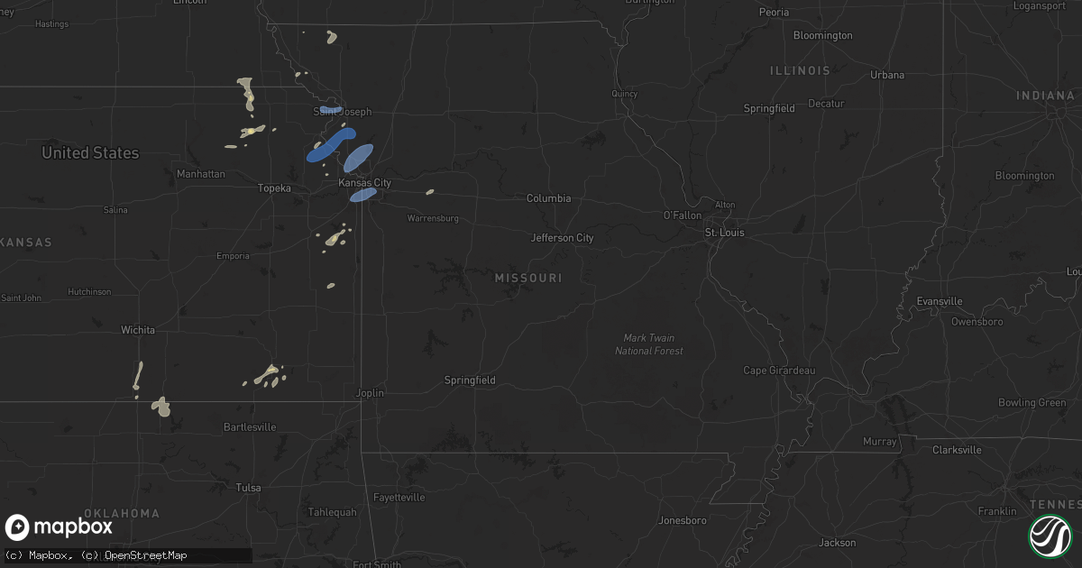 Hail map in Missouri on June 26, 2025