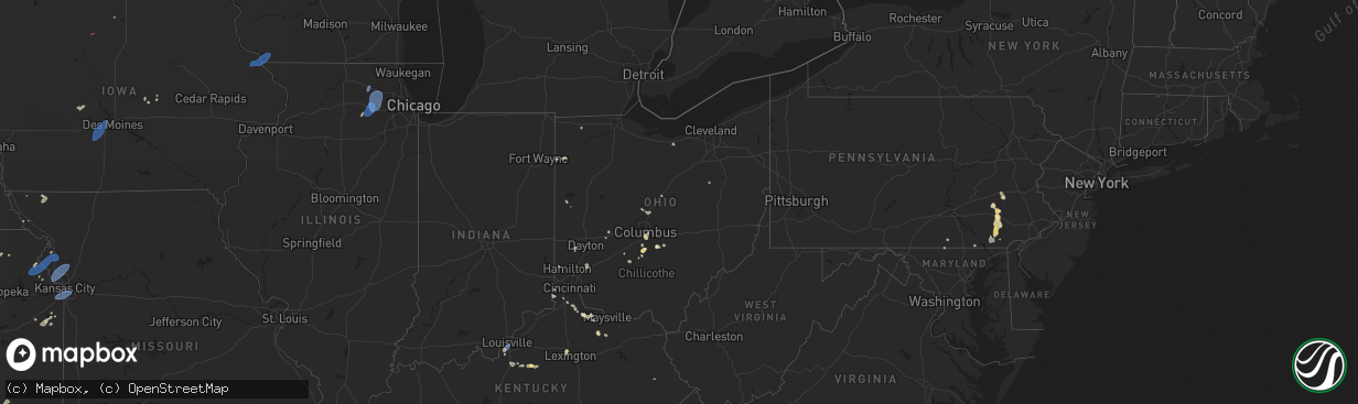 Hail map in Ohio on June 26, 2025