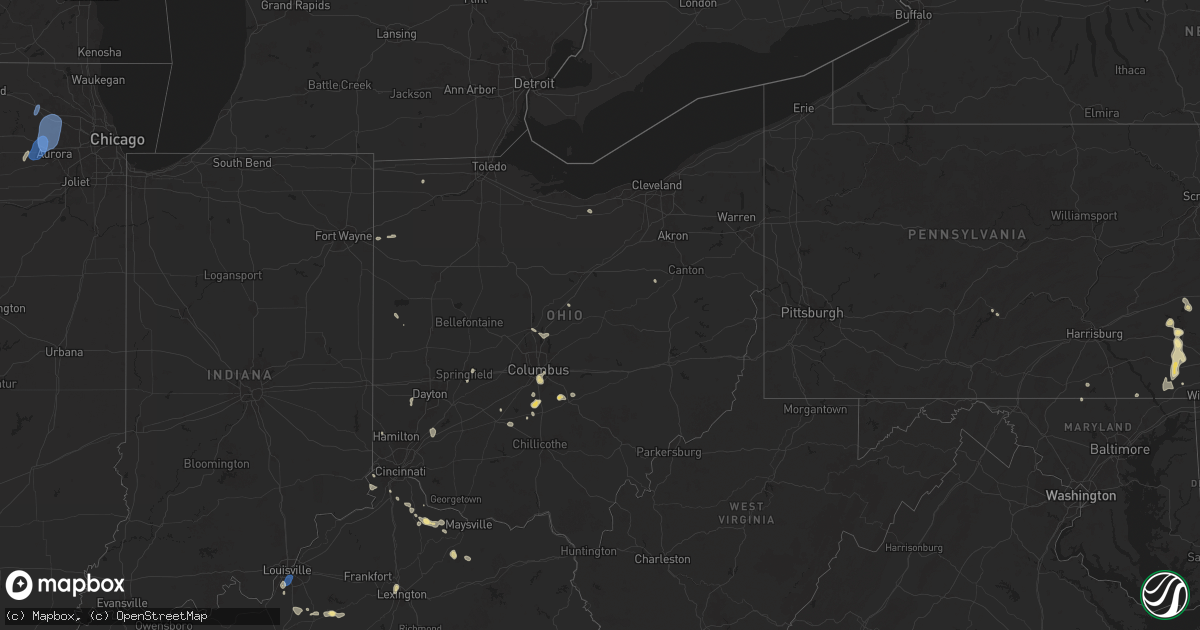 Hail map in Ohio on June 26, 2025