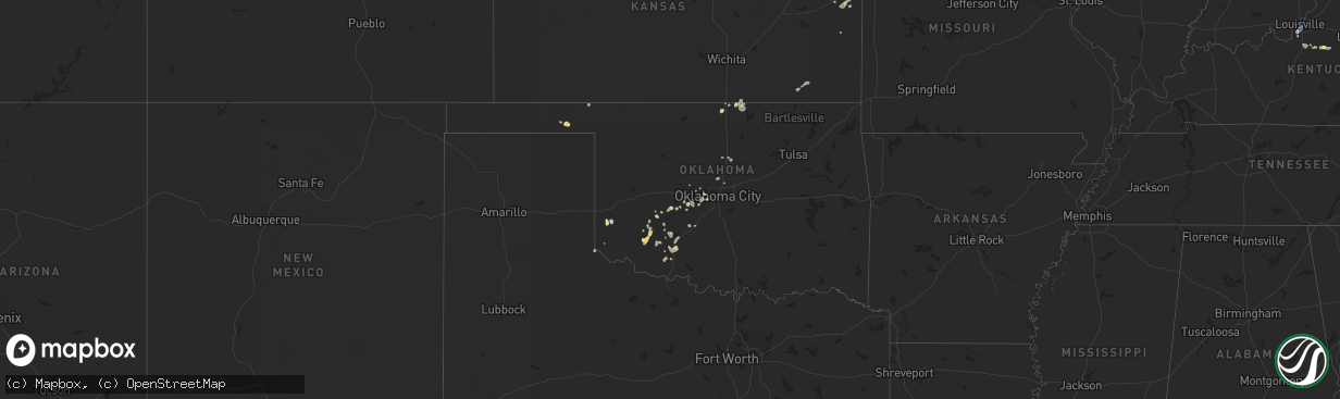 Hail map in Oklahoma on June 26, 2025