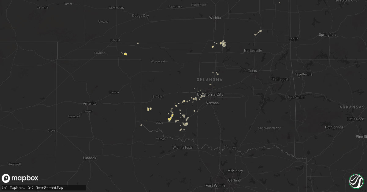 Hail map in Oklahoma on June 26, 2025