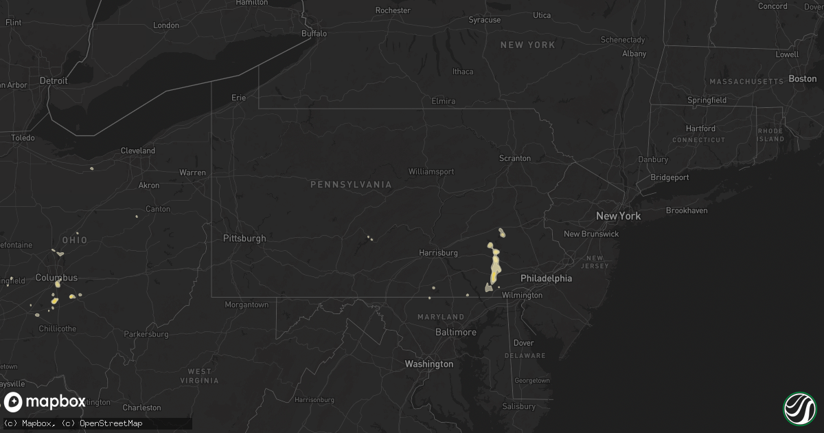 Hail map in Pennsylvania on June 26, 2025