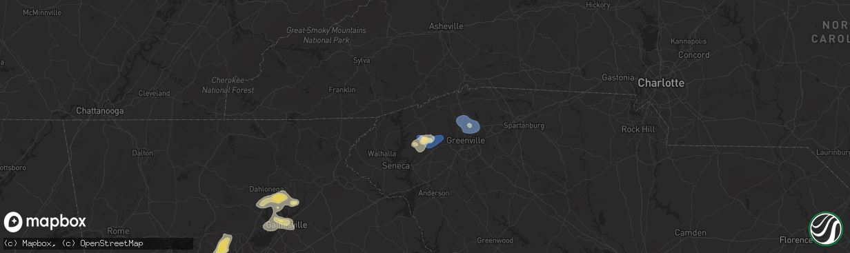 Hail map in Pickens, SC on June 26, 2025