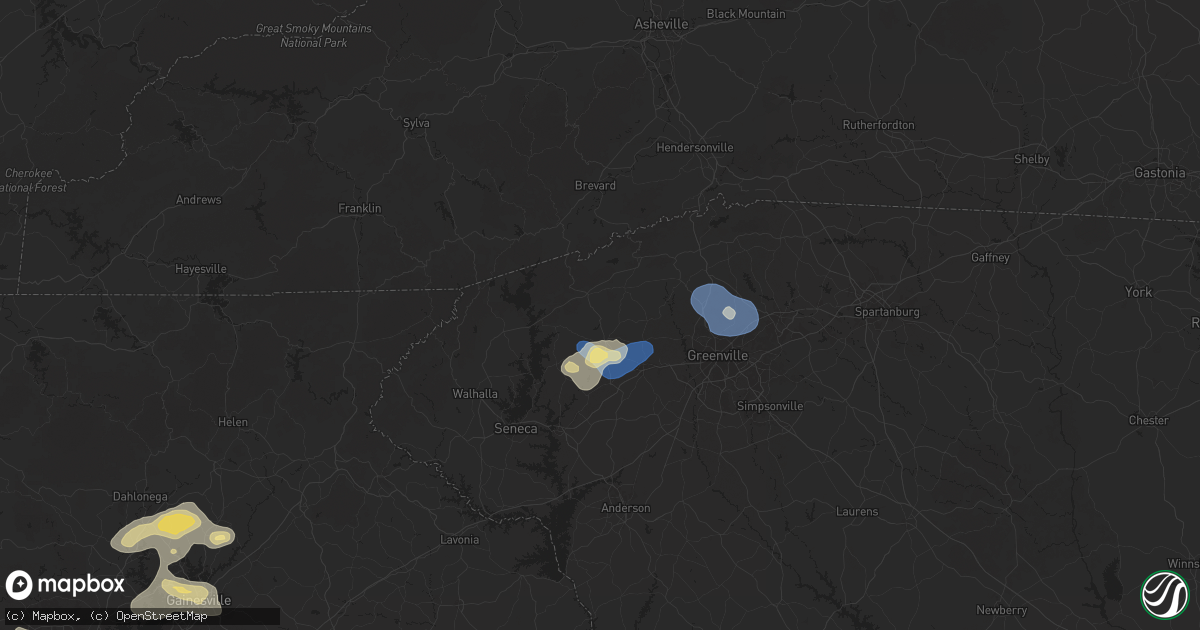 Hail map in Pickens, SC on June 26, 2025