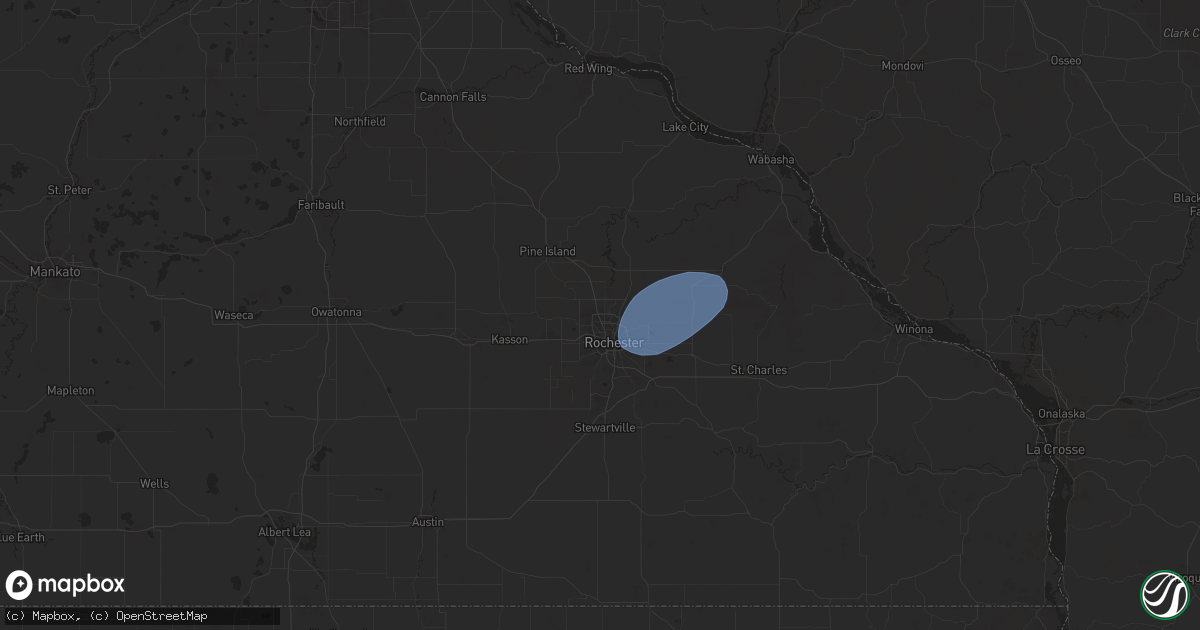 Hail map in Rochester, MN on June 26, 2025