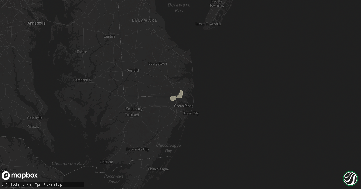 Hail map in Selbyville, DE on June 26, 2025