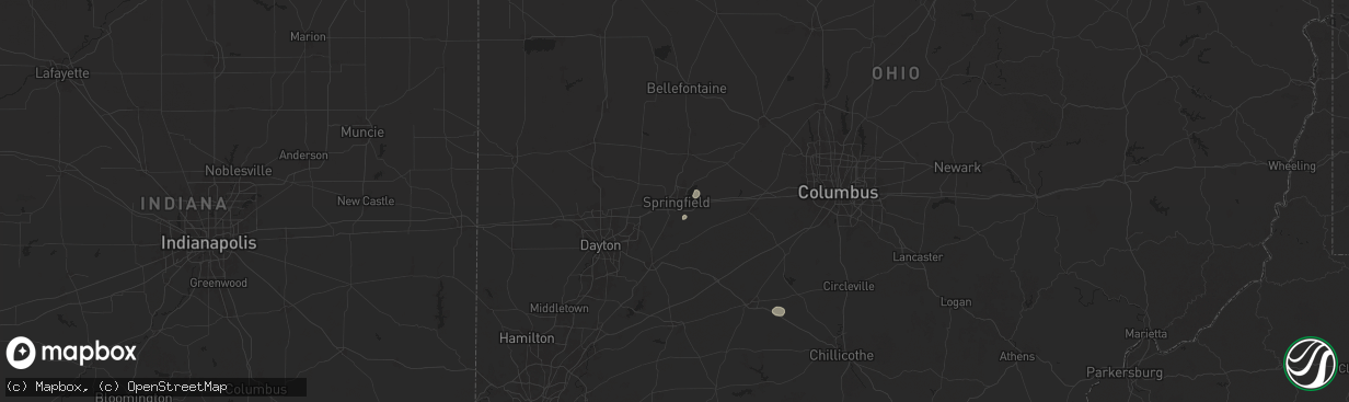 Hail map in Springfield, OH on June 26, 2025