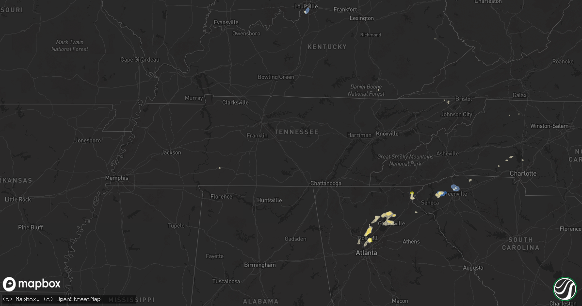 Hail map in Tennessee on June 26, 2025