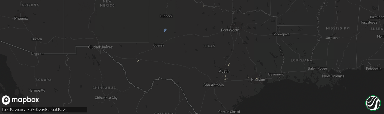 Hail map in Texas on June 26, 2025