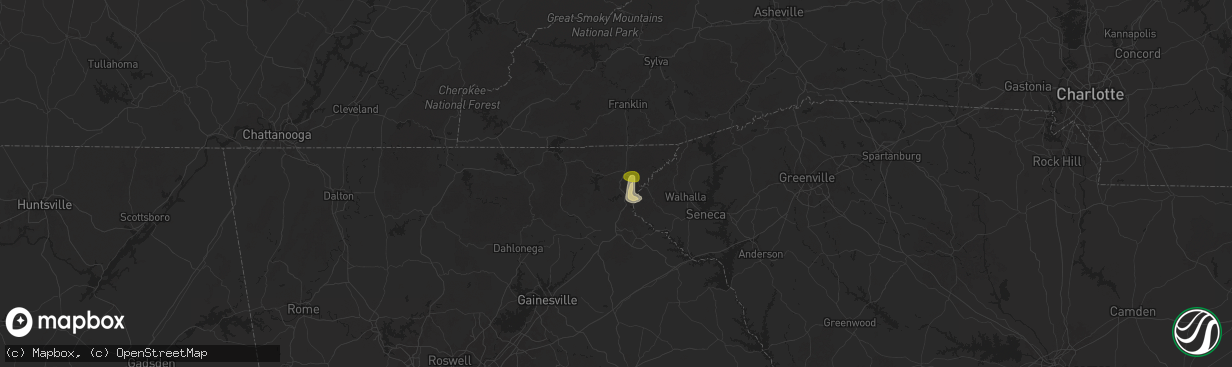 Hail map in Tiger, GA on June 26, 2025