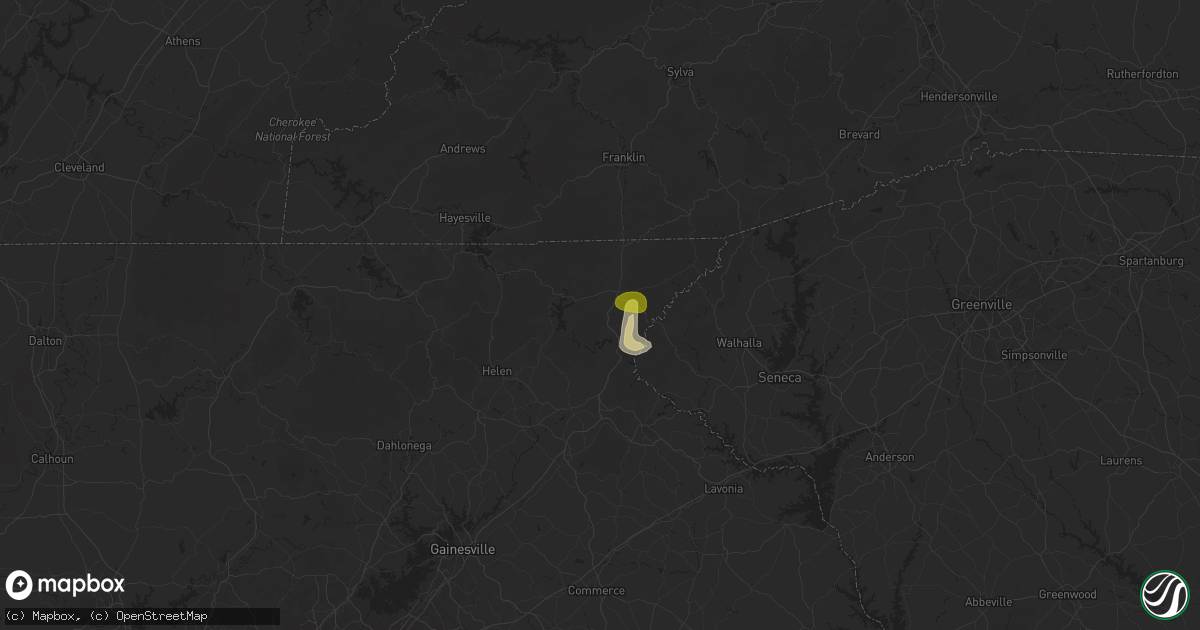 Hail map in Tiger, GA on June 26, 2025