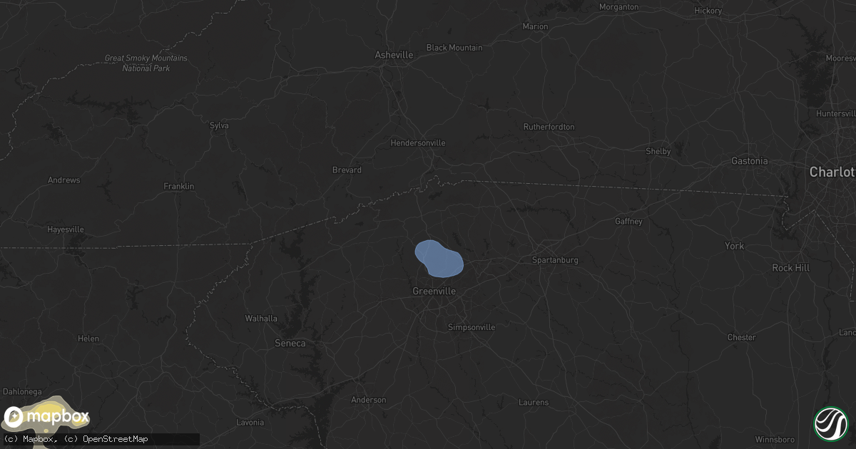 Hail map in Travelers Rest, SC on June 26, 2025