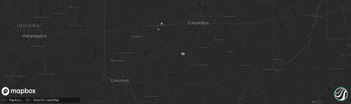 Hail map in Washington Court House, OH on June 26, 2025