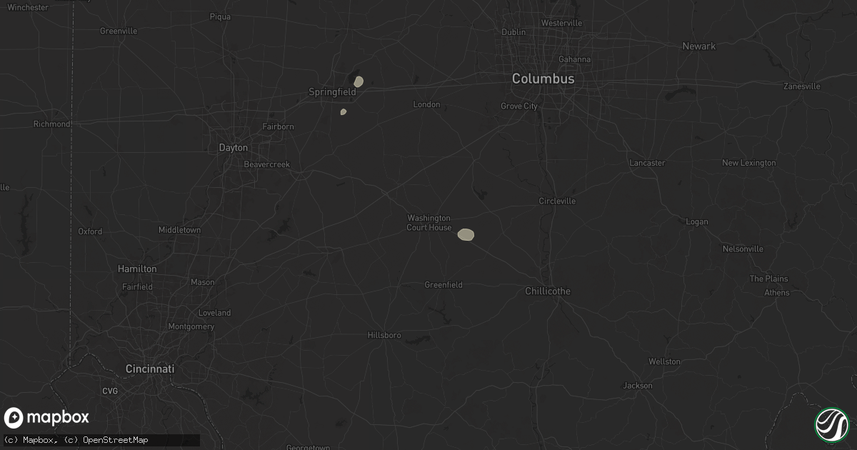 Hail map in Washington Court House, OH on June 26, 2025