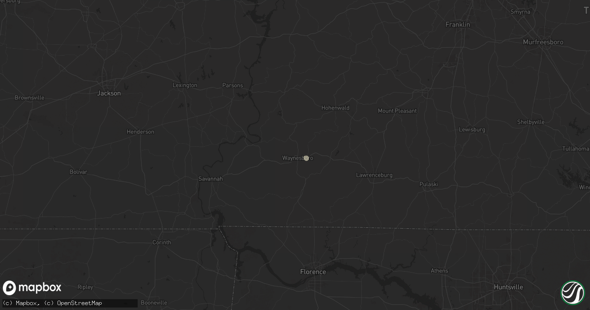 Hail map in Waynesboro, TN on June 26, 2025