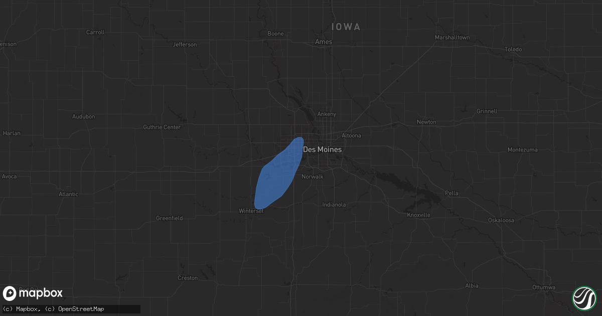 Hail map in West Des Moines, IA on June 26, 2025