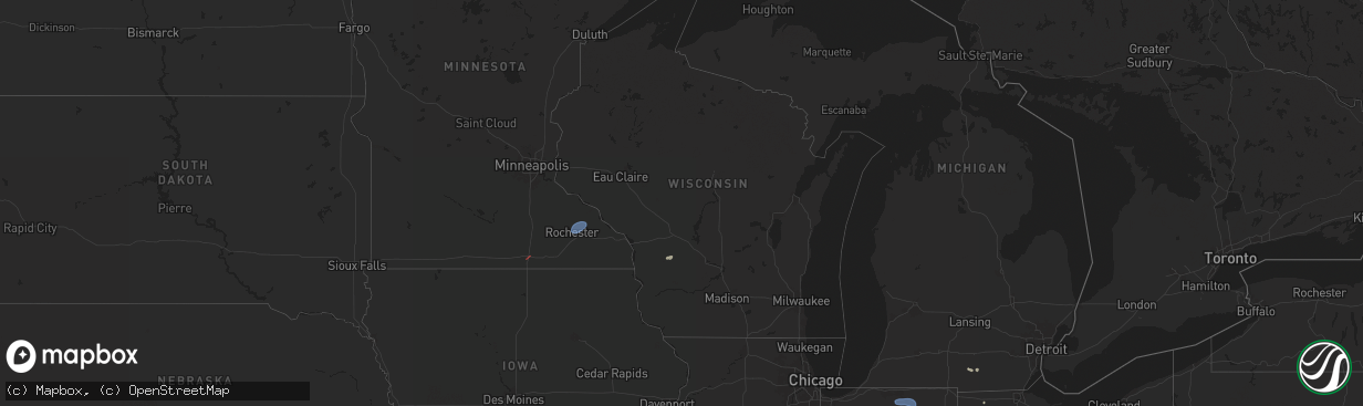 Hail map in Wisconsin on June 26, 2025