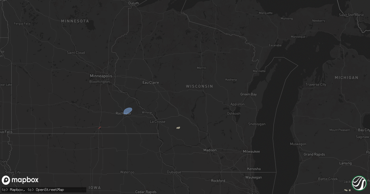 Hail map in Wisconsin on June 26, 2025