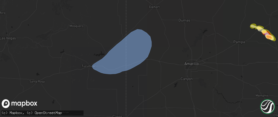 Hail map in Adrian, TX on June 26, 2026