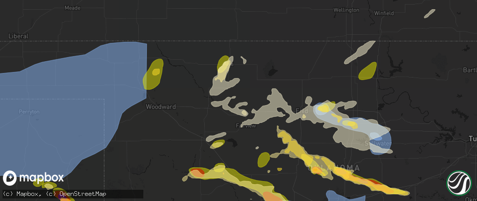 Hail map in Aline, OK on June 26, 2026
