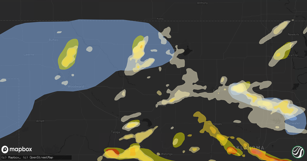 Hail map in Aline, OK on June 26, 2026