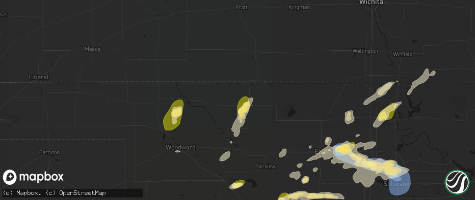 Hail map in Alva, OK on June 26, 2026