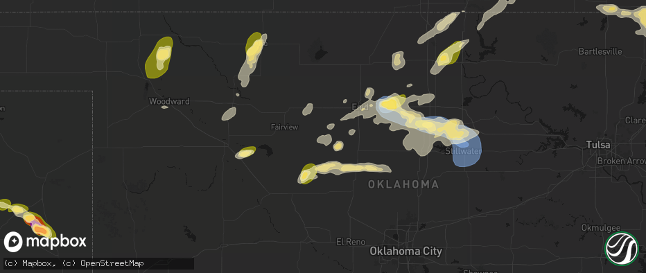 Hail map in Ames, OK on June 26, 2026