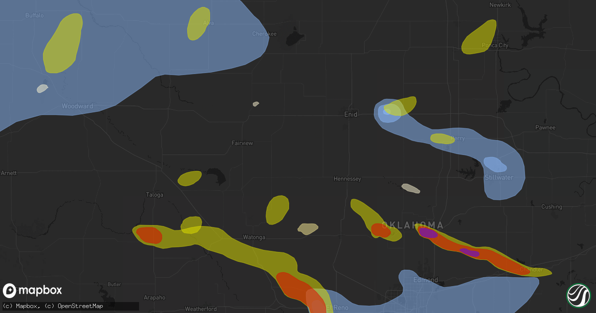 Hail map in Ames, OK on June 26, 2026