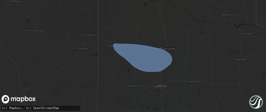 Hail map in Amherst, TX on June 26, 2026