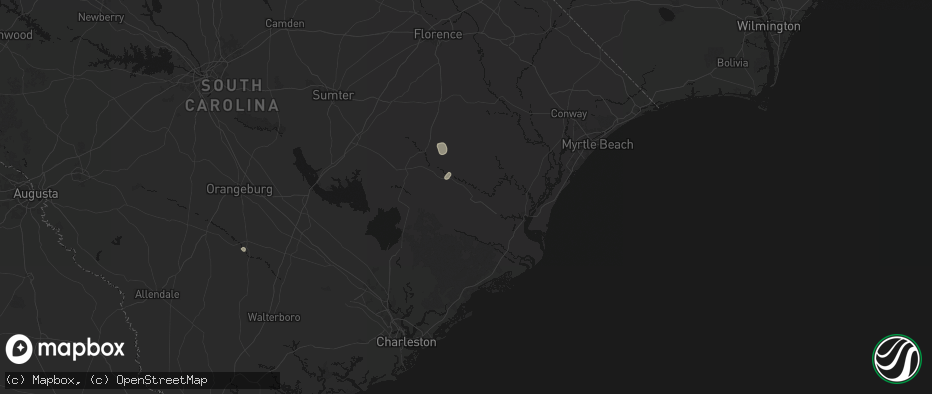 Hail map in Andrews, SC on June 26, 2026