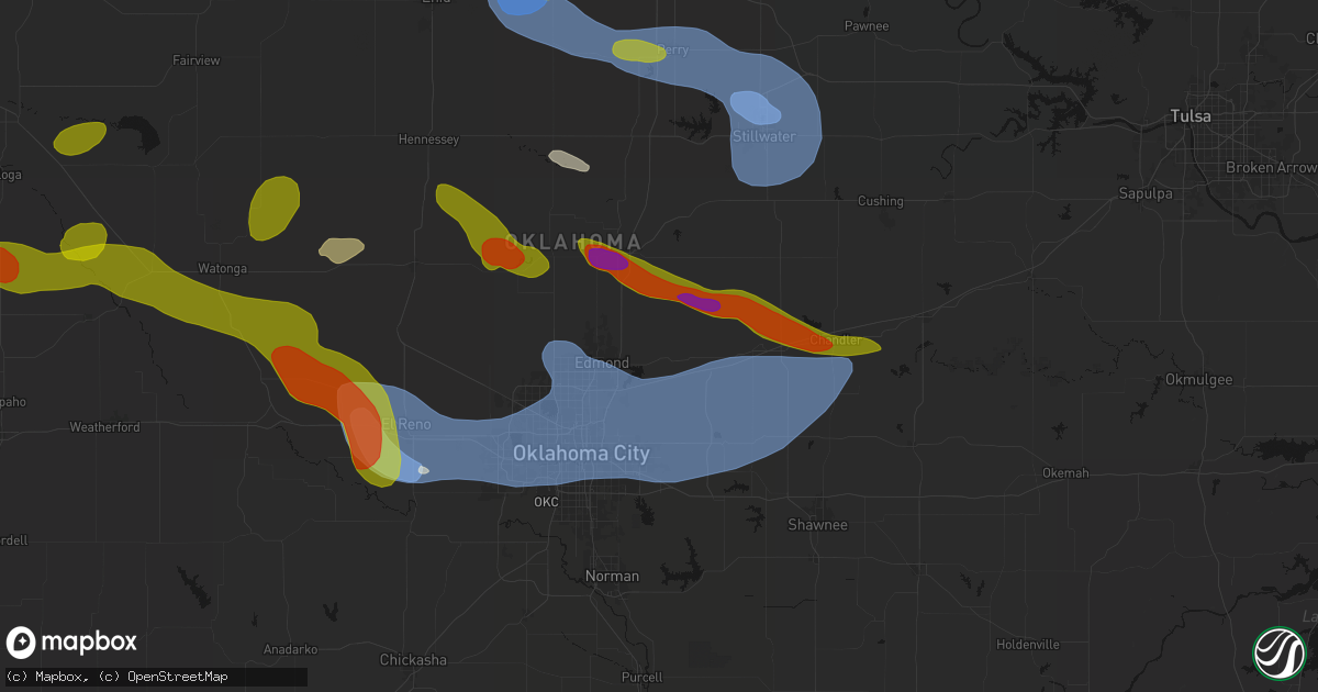 Hail map in Arcadia, OK on June 26, 2026