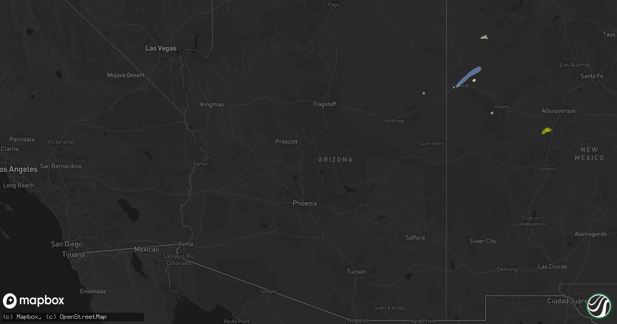 Hail map in Arizona on June 26, 2026