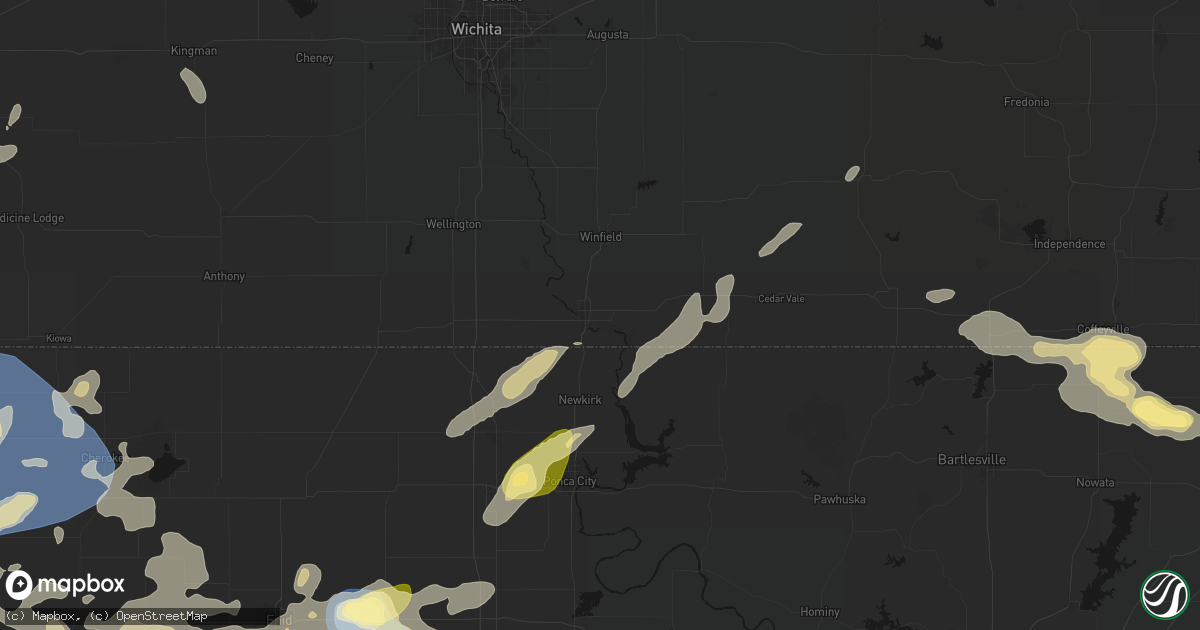 Hail map in Arkansas City, KS on June 26, 2026