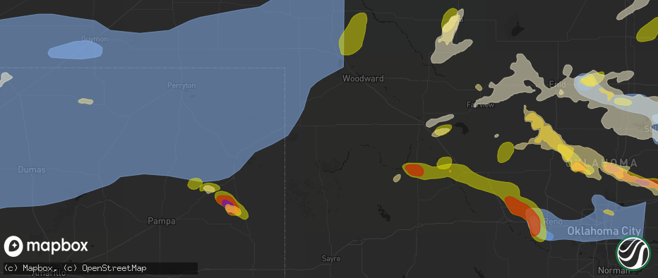 Hail map in Arnett, OK on June 26, 2026
