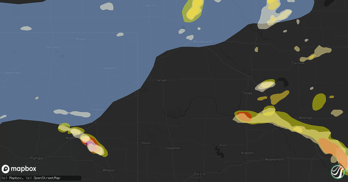 Hail map in Arnett, OK on June 26, 2026