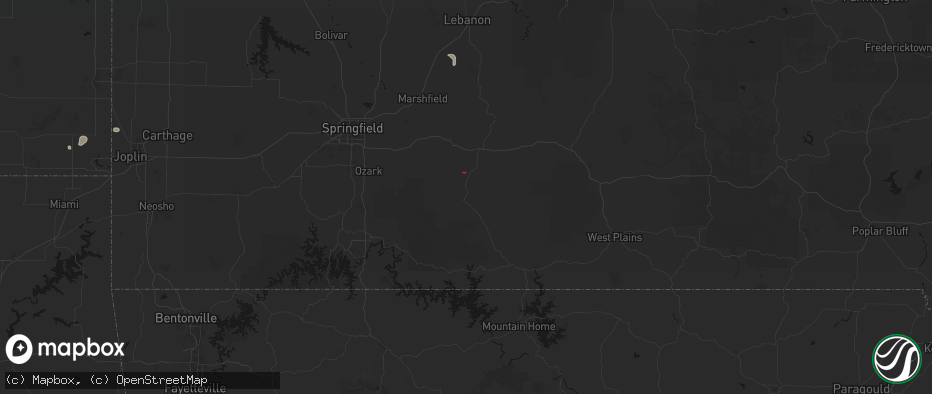Hail map in Ava, MO on June 26, 2026